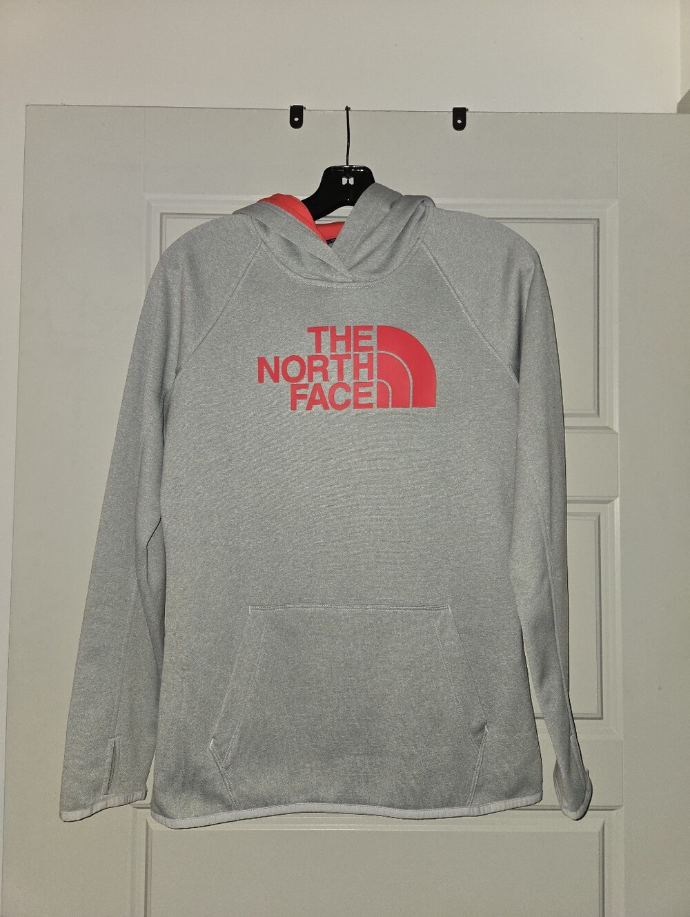 The North Face Women's Gray Hoodie with Red Logo